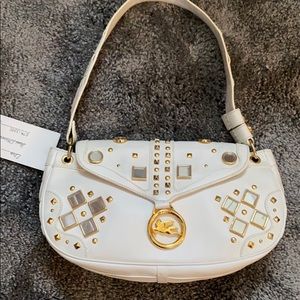 New unused Etro white and gold Italian leather bag